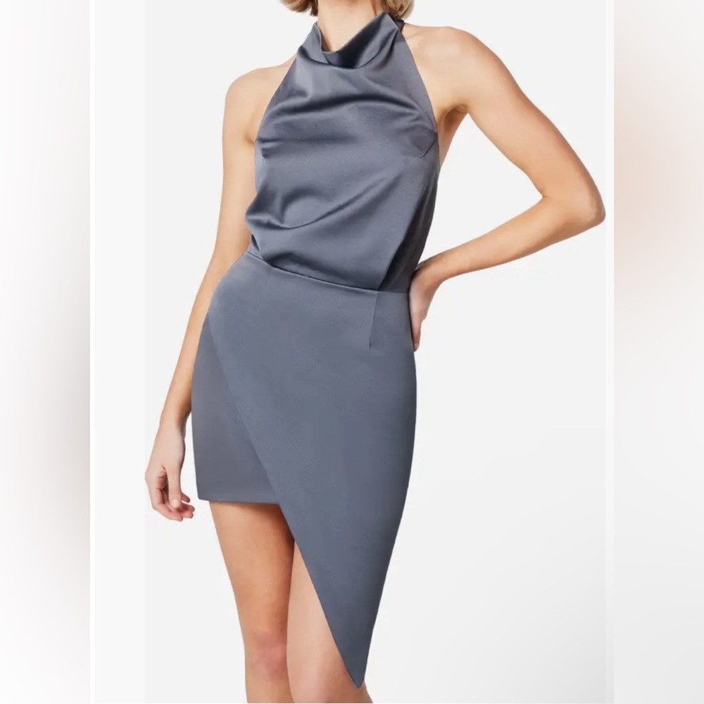 Camo Asymmetric Satin Cocktail Dress size Small